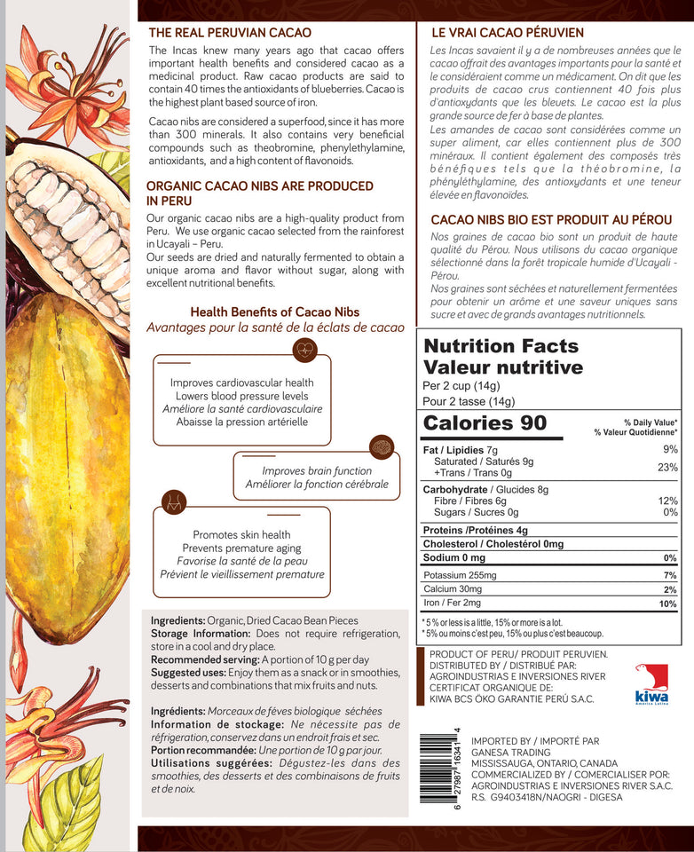 Organic Cacao Nibs  – 227g Bag