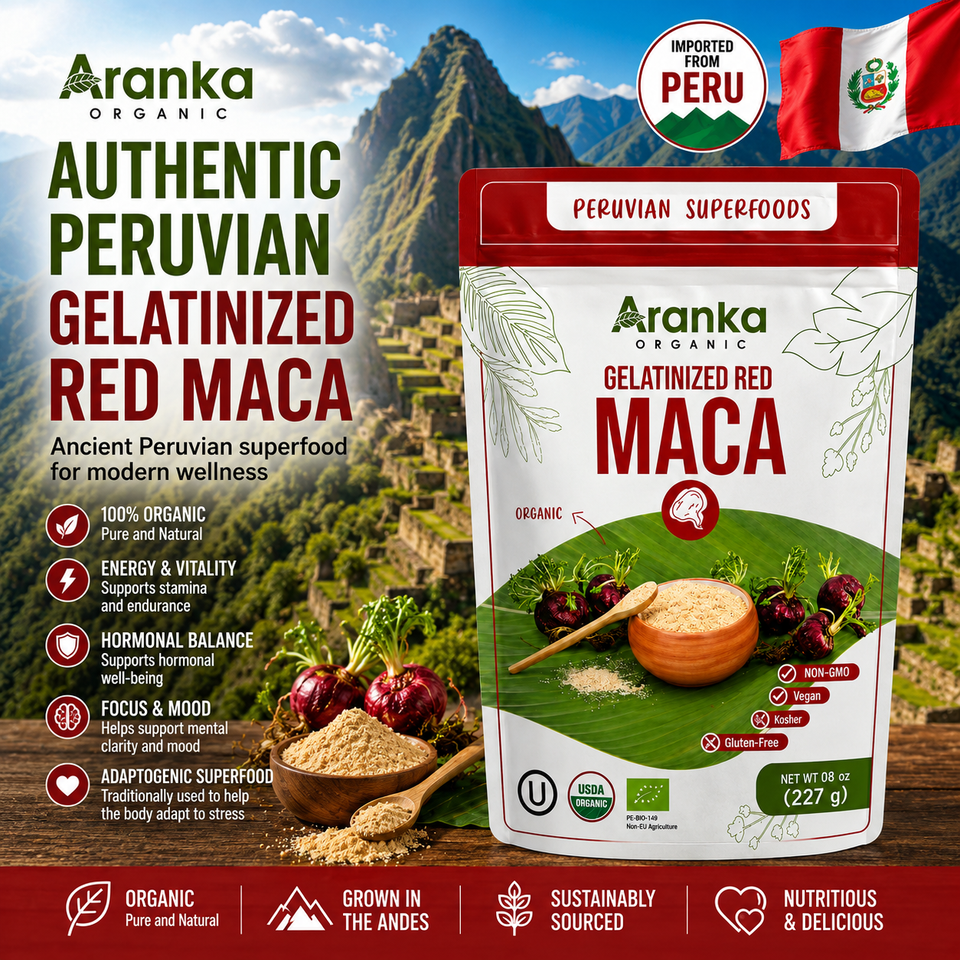 Organic Red Maca Powder - 227g (8.8 oz) Bag.