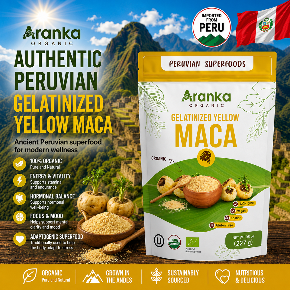Organic Yellow Maca Powder - 227g (8.8 oz) Bag.